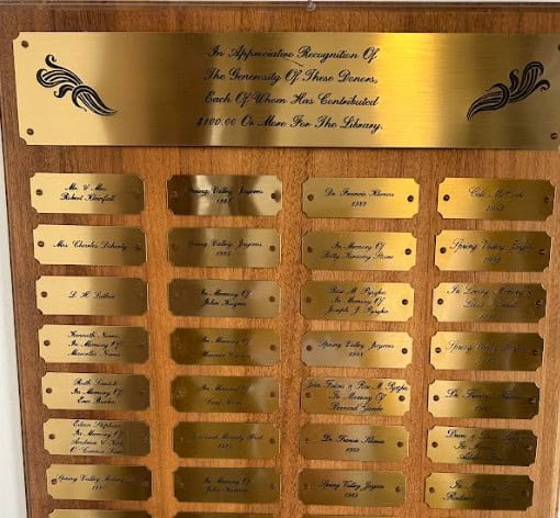 In appreciative recognition of the generosity of these persons, each of whom has contributed $100.00 or more for the library.